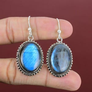 Labradorite Earring Gemstone Earrings 925 Sterling Silver Earring Natural Labradorite Jewelry Handmade Jewelry Vintage Earring Gifts For Her