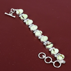 Lemon Chrysoprase Bracelet 925 Sterling Silver Bracelet Adjustable Chain Bracelet Beautiful Gemstone Jewelry Gift For Wife Handmade Bracelet