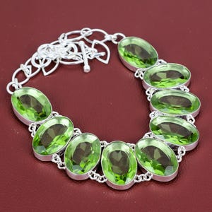 Handmade Green Amethyst Necklace: 925 Sterling Silver Adjustable Chain