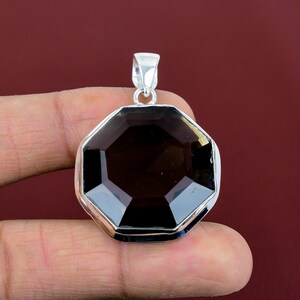 Faceted Smoky Quartz Pendant: Sterling Silver Handmade Jewelry