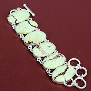 Lemon chrysoprase bracelet handmade gemstone bracelet 925 sterling silver bracelet adjustable chain bracelet silver jewelry gifts for mother