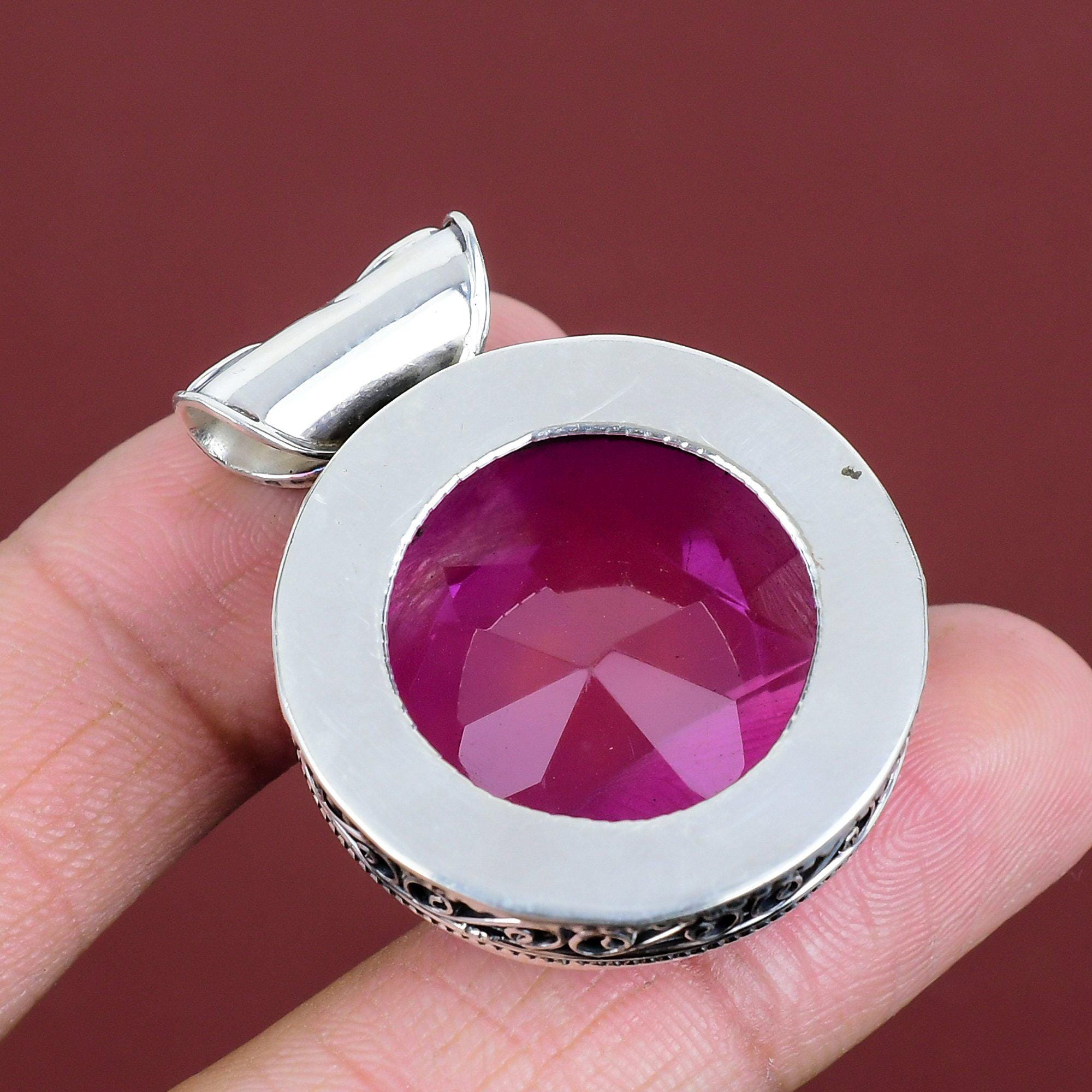 ファセット加工のピンクトルマリンペンダント：スターリングシルバーの