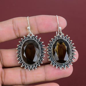 Faceted Smoky Quartz Sterling Silver Earrings: Handmade Gemstone Jewelry