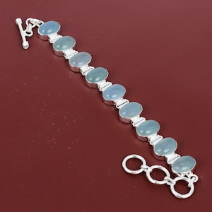 Aquamarin Armband Handgemachte Zierliche Schmuck Original Edelstein Schmuck 925 Sterling Silber Armband Verstellbar Kette Armband Geschenke Für Frau