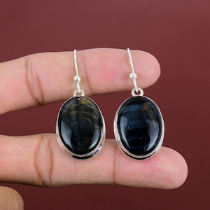 Pietersite Earrings: Handmade 925 Sterling Silver Gemstone Jewelry