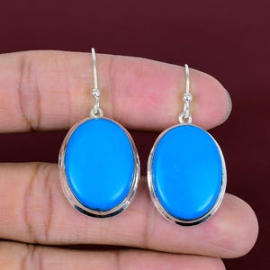 Sleeping beauty turquoise earrings natural gemstone earring handmade jewelry 925 sterling silver earrings gifts for her amazing drop earring
