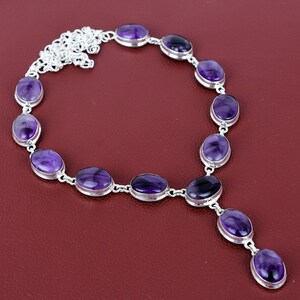 Star amethyst necklace natural gemstone necklace 925 sterling silver adjustable chain necklace handmade necklace silver jewelry wedding gift