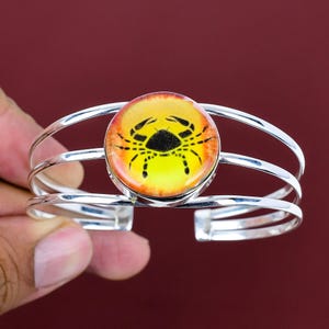Znak zodiaku Rak w bransoletce z onyksu, astrologia, horoskop, biżuteria, bransoletka ze srebra próby 925, kamień szlachetny, ręcznie robiona, regulowana bransoletka