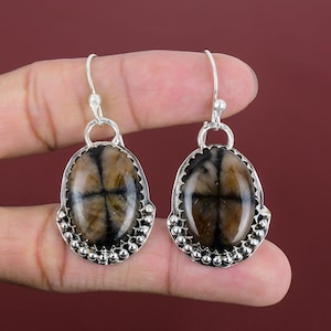 Chiastolite Earring Natural Gemstone Earrings Handmade Jewelry 925 Sterling Silver Earring Stylish Earring Gift For Wife Chiastolite Jewelry