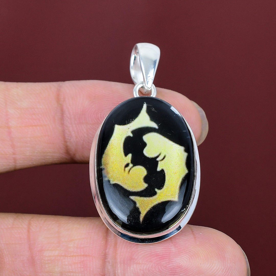 Pisces Zodiac Sign in Black Onyx Pendant Astrology Pendant 925 Sterling ...
