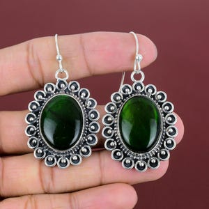 Green Fire Labradorite Earrings: Handmade 925 Sterling Silver Drop Earrings