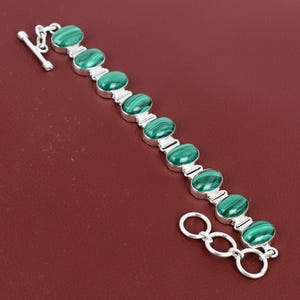 Malachit Armband Handgemachtes Antik Armband 925 Sterling Silber Armband Malachit Edelstein Schmuck Verstellbar Kette Armband Geschenke Für Ihn