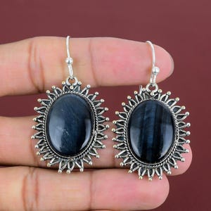 Handmade Pietersite Earrings: 925 Sterling Silver Gemstone Jewelry