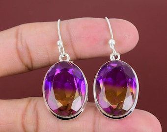 Faceted Ametrine Earrings: Handmade Sterling Silver Gemstone Jewelry