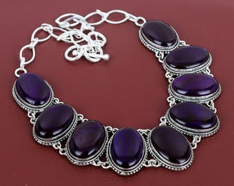 Purple Fire Labradorite Necklace: Handmade 925 Sterling Silver  Jewelry