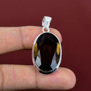 Faceted Smoky Quartz Pendant: Handmade 925 Sterling Silver Jewelry
