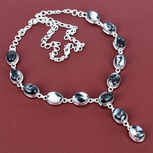 White buffalo turquoise necklace handmade gemstone necklace 925 sterling silver necklace adjustable chain necklace silver jewelry for gifts
