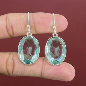 Handmade Faceted Apatite Earrings: 925 Sterling Silver Gemstone Jewelry