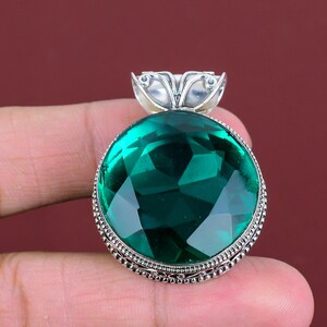 Handmade Chrome Diopside Pendant: 925 Sterling Silver Vintage Jewelry