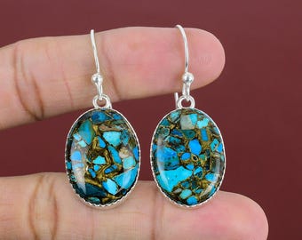 Chrysocolla Copper Earrings: Handmade Sterling Silver Gemstone Jewelry