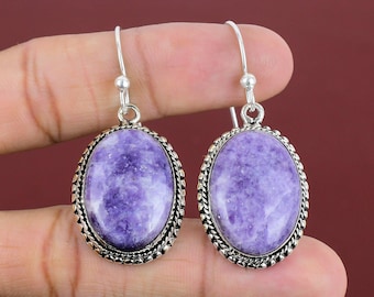 Lepidolite Earrings: Handmade 925 Sterling Silver  Gemstone Jewelry