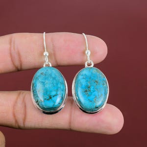 Handmade Tibetan Turquoise Earrings: Sterling Silver Antique Gemstone Jewelry