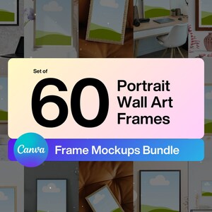 Easy Drag and Drop editable Portrait size Canva Wall Art frame mockup bundle - Custom Background Canva mockup frames - Fill Your Own frames