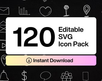 Hand-Drawn Business Icons, Editable SVG Bundle (Digital Download)