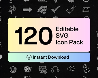 Hand-Drawn Business Icon Pack, Editable SVG Bundle (Digital Download)