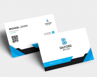 Customizable Minimal Business Card Template with QR Code (Canva Printable)