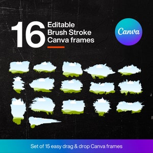 Editable Canva Frame Template Bundle, Grunge Brush Stroke Canva frame download, Custom frame mockups, Fill Your Own Drag Drop Canva Template