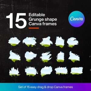 Editable Canva Frame Template Bundle, Grunge border Brush stroke Canva frames, Custom Canva Frame mockups, Fill Your Own Drag Drop Templates