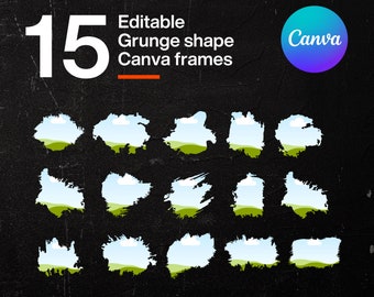 Grunge Brush Stroke Canva Frames Template (Digital Download)