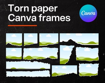 Torn Paper Canva Frames Template Bundle (Digital Download)