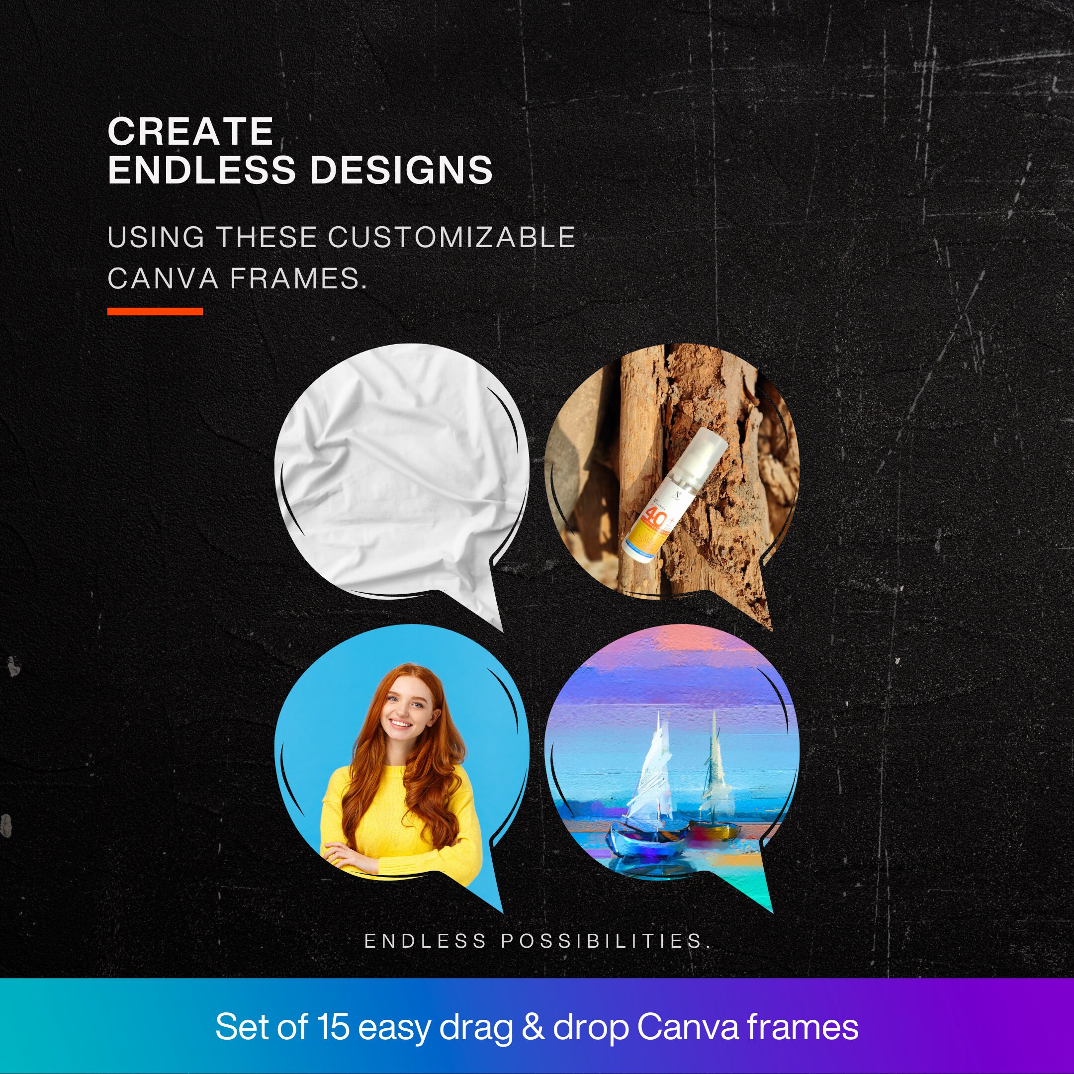 Editable Canva Frame Template Bundle, Text Bubble Canva Frames, Custom ...