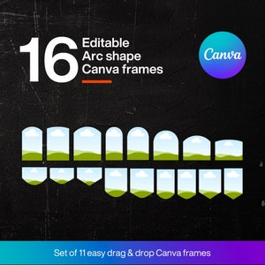 Editable Canva Frame Template Bundle, Round Arc shape Canva frame template, Custom Canva Frame mockups, Fill Your Own Drag Drop Templates