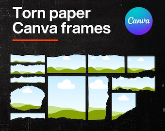 Torn Paper Canva Frames Template Bundle (Digital Download)