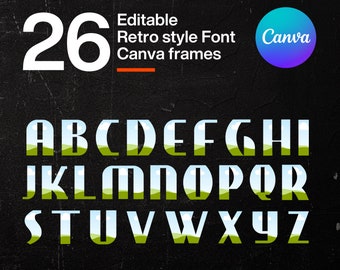 Retro Alphabet Canva Frame Template, Font Frames (PDF)