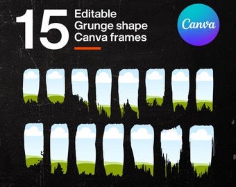Grunge Brush Stroke Canva Frames, Drag & Drop Template (Digital Download)