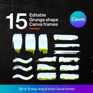 Editable Canva Frame Template Bundle, Grunge border Brush stroke Canva frames, Custom Canva Frame mockups, Fill Your Own Drag Drop Templates