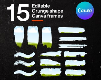 Grunge Brush Stroke Canva Frames, Editable Template (PDF)