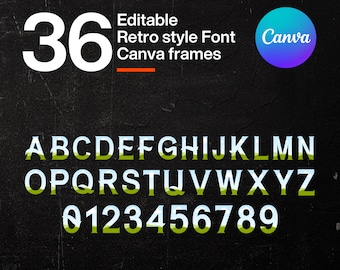 Retro Alphabet Canva Frame Template, Editable Font Frames (PDF)