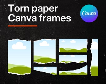 Torn Paper Border Canva Frame Template Bundle (Digital Download)