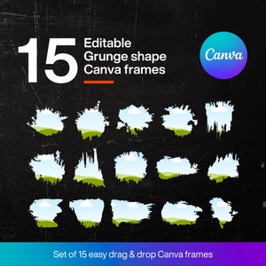 Editable Canva Frame Template Bundle, Grunge border Brush stroke Canva frames, Custom Canva Frame mockups, Fill Your Own Drag Drop Templates