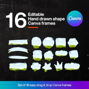 Editable Canva Frame Template Bundle, Hand drawn Brush stroke Canva frames, Custom Canva Frame mockups, Fill Your Own Drag Drop Templates