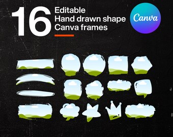 Hand Drawn Brush Stroke Canva Frames, Drag and Drop Templates (PDF)