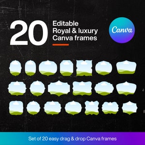 Editable Canva Frame Template Bundle, Royal Islamic Canva frame download, Custom Canva frame mockups, Fill Your Own Drag Drop Canva Template