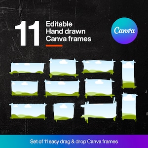 Editable Canva Frame Template Bundle, Grunge border Brush stroke Canva frames, Custom Canva Frame mockups, Fill Your Own Drag Drop Templates