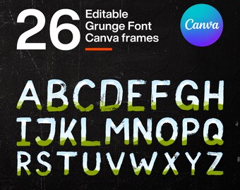 Canva Grunge Alphabet Frame Template, Editable Font Frames (Digital Download)