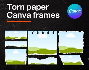 Torn Paper Canva Frame Template Bundle (Digital Download)